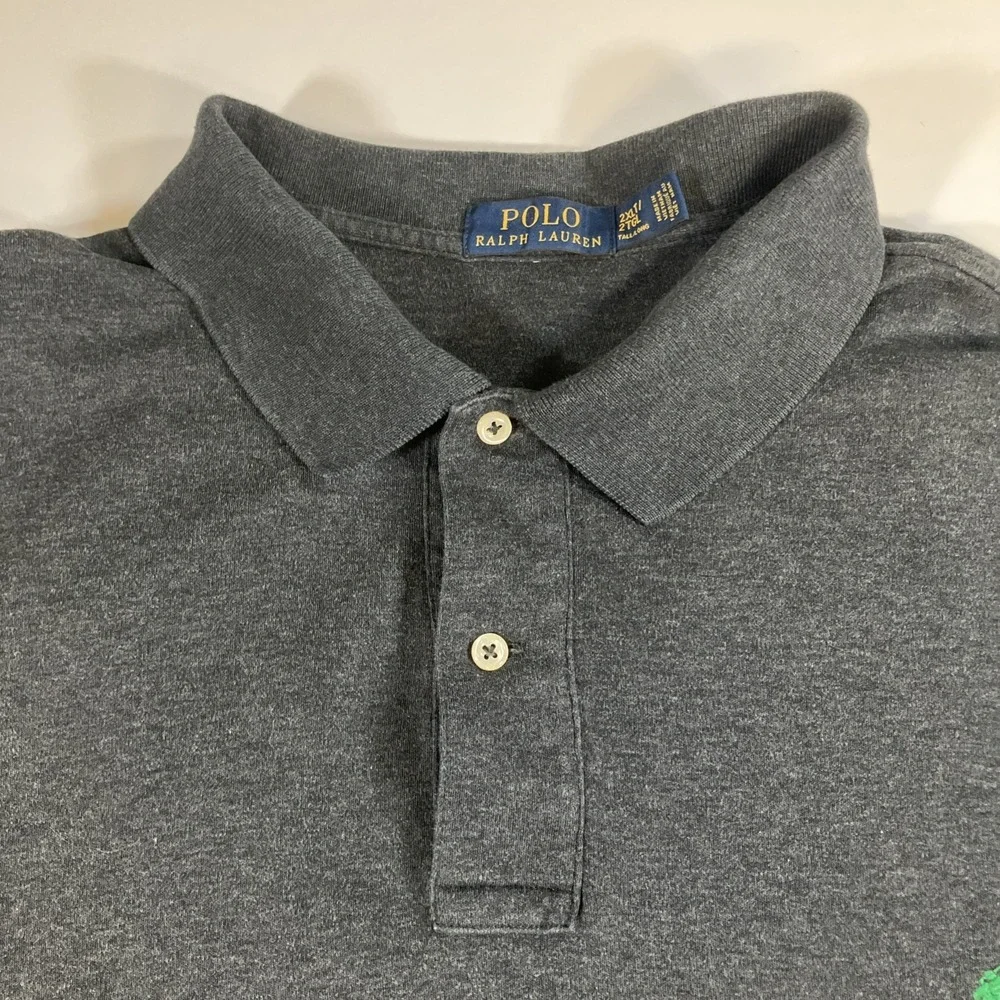 Polo Ralph Lauren Long Sleeve Polo‎ Mens 2XLT Big Tall Charcoal Heather Pony